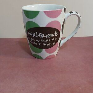 2011 Pier 1 Imports "Girlfriends" Mug-Pink, Brown, Green